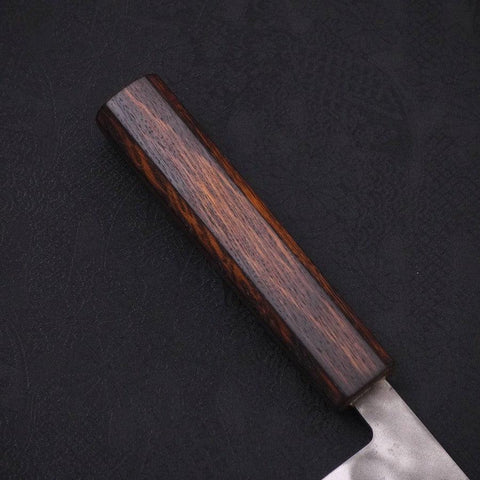 Santoku Blue Steel #2 Revêtement Inox Nashiji Manche Sumi Urushi 165mm-[Musashi]-[Couteaux de cuisine japonais]