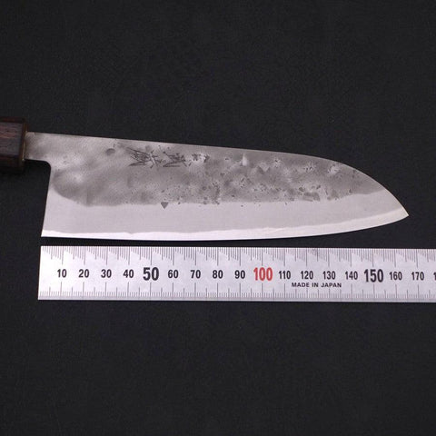 Santoku Blue Steel #2 Revêtement Inox Nashiji Manche Sumi Urushi 165mm-[Musashi]-[Couteaux de cuisine japonais]