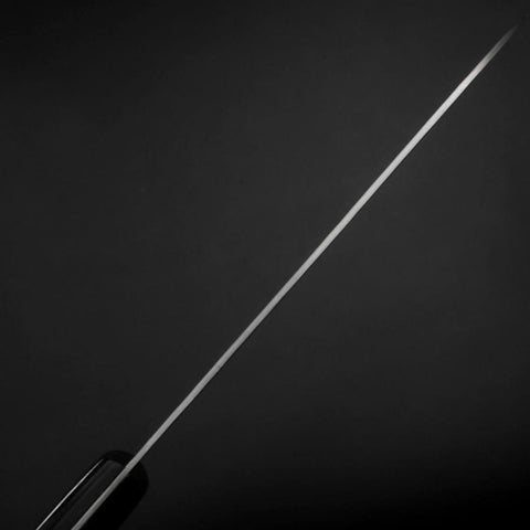 Santoku Blue Steel #2 Revêtement Inox Tsuchime Manche Occidental Noir 165mm-[Musashi]-[Couteaux de cuisine japonais]