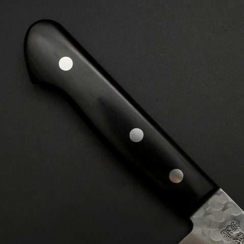 Santoku Blue Steel #2 Revêtement Inox Tsuchime Manche Occidental Noir 165mm-[Musashi]-[Couteaux de cuisine japonais]