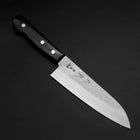 Santoku Blue Steel #2 Revêtement Inox Tsuchime Manche Occidental Noir 165mm-[Musashi]-[Couteaux de cuisine japonais]