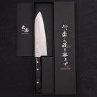 Santoku Blue Steel #2 Revêtement Inox Tsuchime Manche Occidental Noir 170mm-[Musashi]-[Couteaux de cuisine japonais]