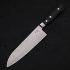 Santoku Blue Steel #2 Revêtement Inox Tsuchime Manche Occidental Noir 175mm-[Musashi]-[Couteaux de cuisine japonais]