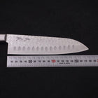Santoku Blue Steel #2 Revêtement Inox Tsuchime Manche Occidental Noir 175mm-[Musashi]-[Couteaux de cuisine japonais]