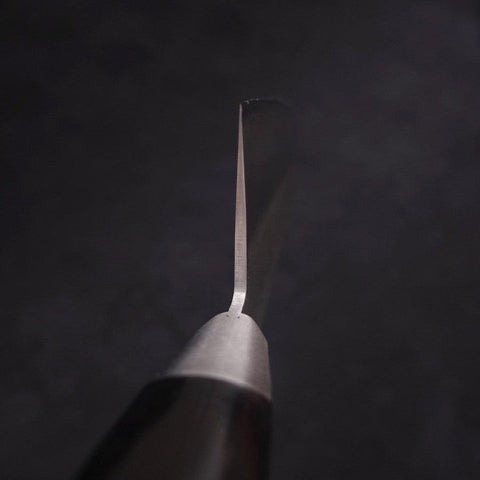 Santoku Blue Steel #2 Revêtement Inox Tsuchime Manche Occidental Noir 180mm-[Musashi]-[Couteaux de cuisine japonais]