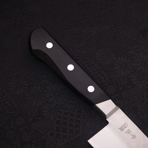 Santoku Blue Steel #2 Revêtement Inox Tsuchime Manche Occidental Noir 180mm-[Musashi]-[Couteaux de cuisine japonais]