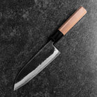 Santoku Blue Steel #2 Revêtement inox Kurouchi Manche en Buffle et Noyer 165mm-[Musashi]-[Couteaux de cuisine japonais]