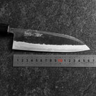 Santoku Blue Steel #2 Revêtement inox Kurouchi Manche en Buffle et Noyer 165mm-[Musashi]-[Couteaux de cuisine japonais]