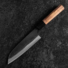 Santoku Blue Steel #2 Revêtement inox Kurouchi Manche en Noyer 165mm-[Musashi]-[Couteaux de cuisine japonais]