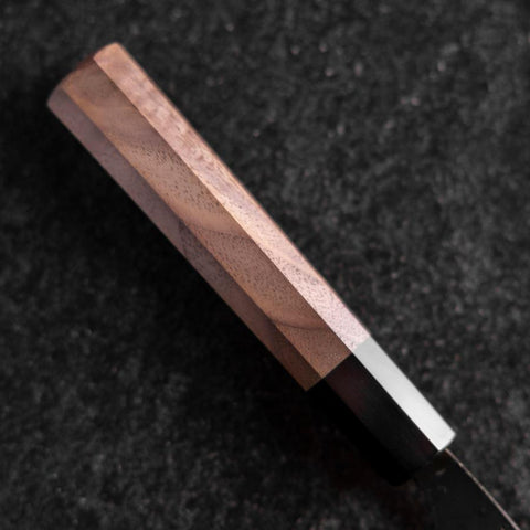 Santoku Blue Steel #2 Revêtement inox Kurouchi Manche en Noyer 165mm-[Musashi]-[Couteaux de cuisine japonais]