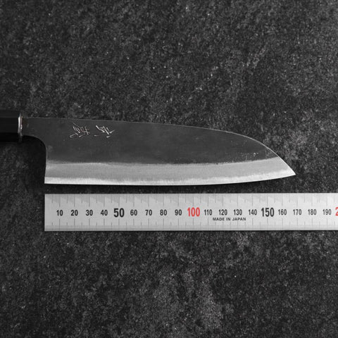 Santoku Blue Steel #2 Revêtement inox Kurouchi Manche en Noyer 165mm-[Musashi]-[Couteaux de cuisine japonais]