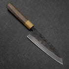 Santoku Blue Steel #2 Revêtement inox Kurouchi Manche en Noyer et Zelkova 165mm-[Musashi]-[Couteaux de cuisine japonais]