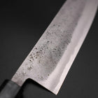 Santoku Blue Steel #2 Revêtement inox Nashiji Manche Urushi Bleu Sombre 165mm-[Musashi]-[Couteaux de cuisine japonais]