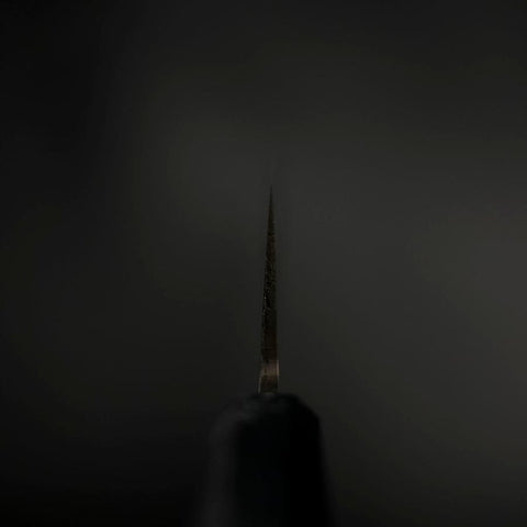 Santoku Blue Steel #2 Revêtement inox Nashiji Manche Urushi Bleu Sombre 165mm-[Musashi]-[Couteaux de cuisine japonais]