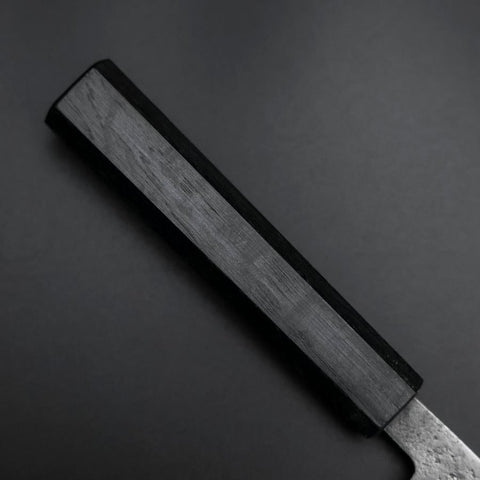 Santoku Blue Steel #2 Revêtement inox Nashiji Manche Urushi Bleu Sombre 165mm-[Musashi]-[Couteaux de cuisine japonais]