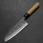 Santoku Blue Steel #2 Revêtement inox Nashiji Manche en Bois d’if 165mm-[Musashi]-[Couteaux de cuisine japonais]