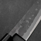 Santoku Blue Steel #2 Revêtement inox Nashiji Manche en Bois d’if 165mm-[Musashi]-[Couteaux de cuisine japonais]