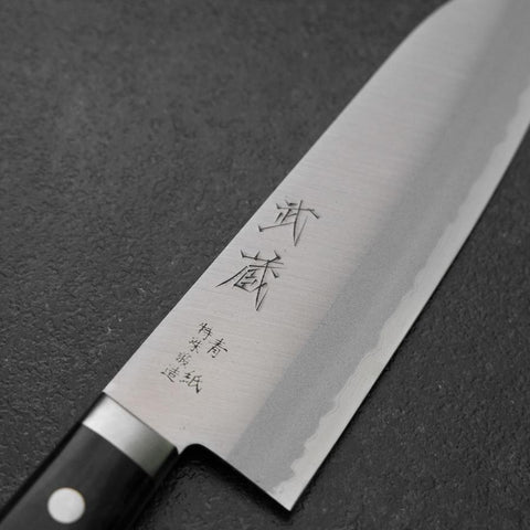 Santoku Blue Steel #2 Revêtement inox Poli Manche Occidental 165mm-[Musashi]-[Couteaux de cuisine japonais]
