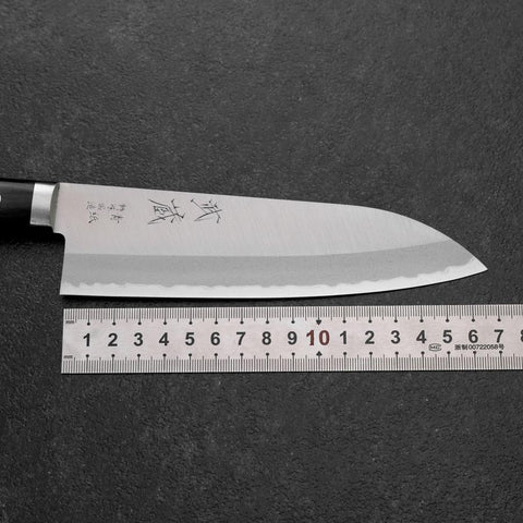 Santoku Blue Steel #2 Revêtement inox Poli Manche Occidental 165mm-[Musashi]-[Couteaux de cuisine japonais]
