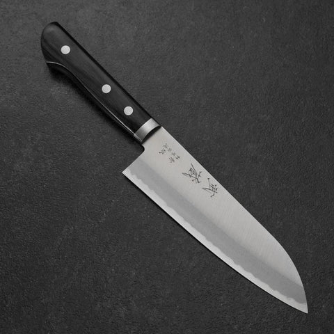 Santoku Blue Steel #2 Revêtement inox Poli Manche Occidental 165mm-[Musashi]-[Couteaux de cuisine japonais]