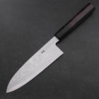 Santoku Blue Steel #2 Suminagashi Manche en Buffle et Ébène 170mm-[Musashi]-[Couteaux de cuisine japonais]