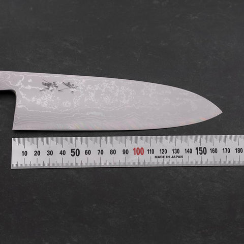 Santoku Blue Steel #2 Suminagashi Manche en Buffle et Ébène 170mm-[Musashi]-[Couteaux de cuisine japonais]
