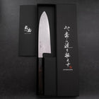 Santoku Blue Steel #2 Suminagashi Manche en Buffle et Ébène 170mm-[Musashi]-[Couteaux de cuisine japonais]