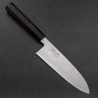 Santoku Blue Steel #2 Suminagashi Manche en Buffle et Ébène 170mm-[Musashi]-[Couteaux de cuisine japonais]