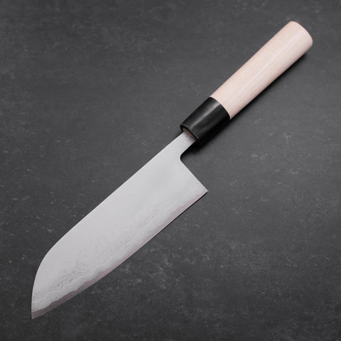 Santoku Blue Super Damas Manche en Buffle et Magnolia 165mm-[Musashi]-[Couteaux de cuisine japonais]