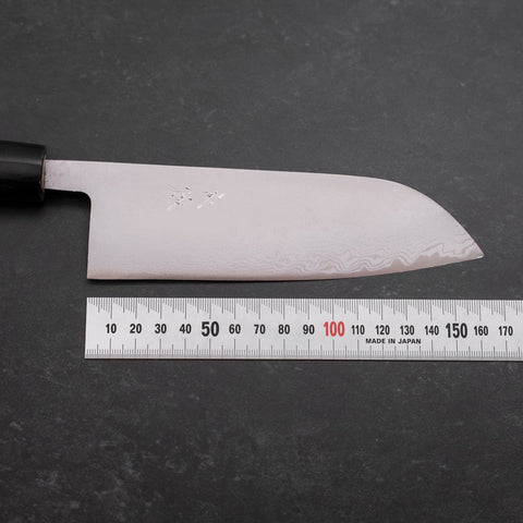 Santoku Blue Super Damas Manche en Buffle et Magnolia 165mm-[Musashi]-[Couteaux de cuisine japonais]