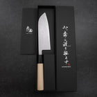 Santoku Blue Super Damas Manche en Buffle et Magnolia 165mm-[Musashi]-[Couteaux de cuisine japonais]