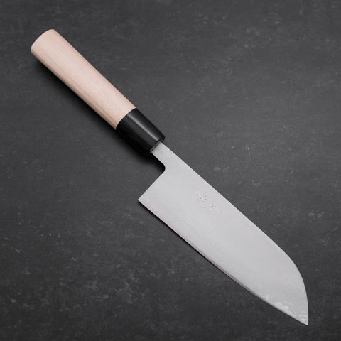 Santoku Blue Super Damascus Buffalo Magnolia Handle 165mm-[Musashi]-[Couteaux de cuisine japonais]