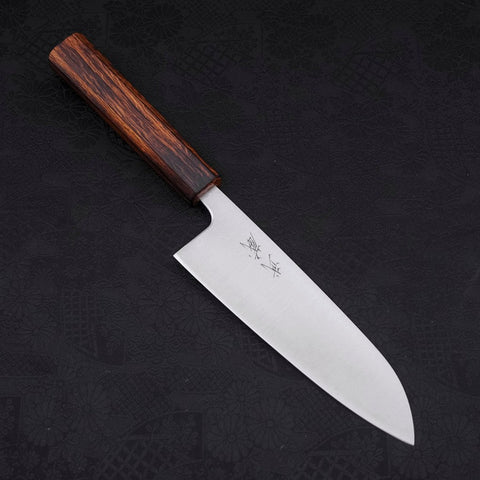 Santoku Blue Super Poli Manche Sumi Urushi 165mm-[Musashi]-[Couteaux de cuisine japonais]