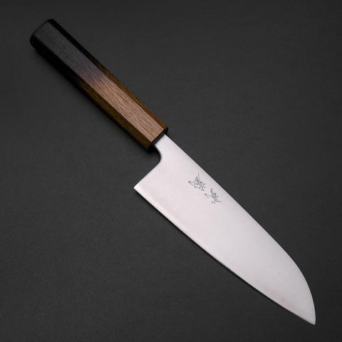 Santoku Blue Super Poli Manche Yaki Urushi 165mm-[Musashi]-[Couteaux de cuisine japonais]