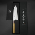 Santoku Blue Super Poli Manche en Zelkova 165mm-[Musashi]-[Couteaux de cuisine japonais]