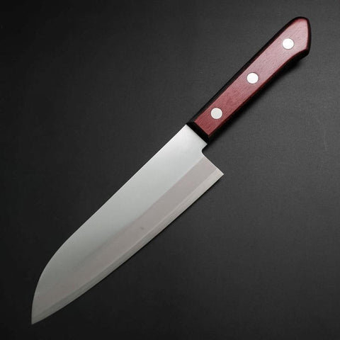 Santoku Blue Super Revêtement Inox Poli Manche Occidental Rouge et Noir 165mm-[Musashi]-[Couteaux de cuisine japonais]