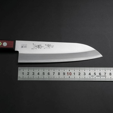 Santoku Blue Super Revêtement Inox Poli Manche Occidental Rouge et Noir 165mm-[Musashi]-[Couteaux de cuisine japonais]