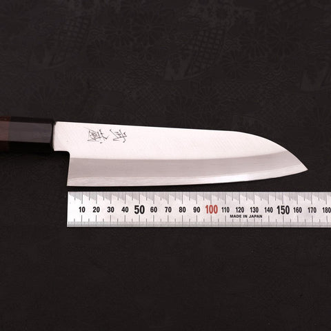 Santoku Blue Super Revêtement Inox Poli Manche en Bois de Rose 180mm-[Musashi]-[Couteaux de cuisine japonais]