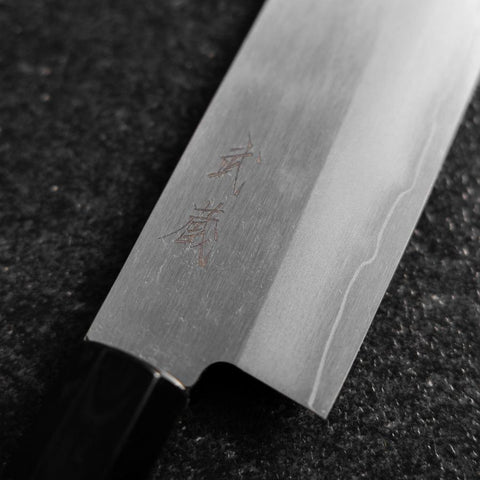 Santoku Blue Super Revêtement Inox Suname Manche en Buffle et Ébène 165mm-[Musashi]-[Couteaux de cuisine japonais]