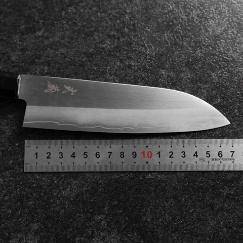 Santoku Blue Super Revêtement Inox Suname Manche en Buffle et Ébène 165mm-[Musashi]-[Couteaux de cuisine japonais]