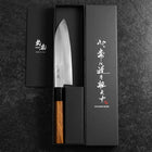 Santoku Blue Super Revêtement Inox Suname Manche en Buffle et Ébène 165mm-[Musashi]-[Couteaux de cuisine japonais]