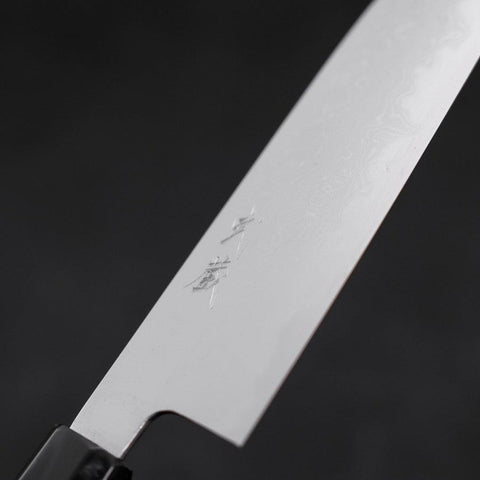 Santoku Blue steel #1 Suminagashi Manche en Érable Bleu 170mm-[Musashi]-[Couteaux de cuisine japonais]