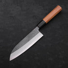 Santoku Blue steel #2 Kurouchi Manche en Buffle et Bois de Teck 165mm-[Musashi]-[Couteaux de cuisine japonais]