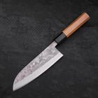Santoku Blue steel #2 Nashiji Revêtement Inox Manche en Buffle et Bois de Teck 165mm-[Musashi]-[Couteaux de cuisine japonais]