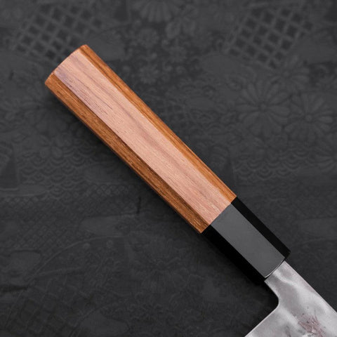 Santoku Blue steel #2 Nashiji Revêtement Inox Manche en Buffle et Bois de Teck 165mm-[Musashi]-[Couteaux de cuisine japonais]