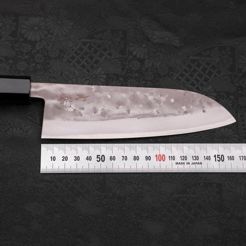 Santoku Blue steel #2 Nashiji Revêtement Inox Manche en Buffle et Bois de Teck 165mm-[Musashi]-[Couteaux de cuisine japonais]
