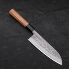 Santoku Blue steel #2 Nashiji Revêtement Inox Manche en Buffle et Bois de Teck 165mm-[Musashi]-[Couteaux de cuisine japonais]