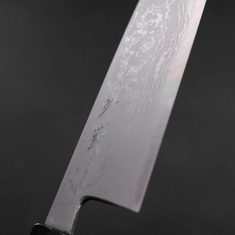 Santoku Blue steel #2 Suminagashi Manche en Buffle et Ébène 170mm-[Musashi]-[Couteaux de cuisine japonais]