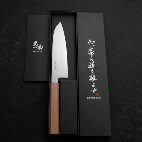 Santoku Chromax Poli Blanc Manche Urushi 170mm-[Musashi]-[Couteaux de cuisine japonais]