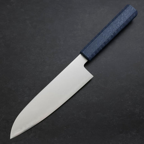 Santoku Chromax Polished Blue Urushi Handle 170mm-[Musashi]-[Couteaux de cuisine japonais]